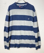 00's チャップス CHAPS ワイドピッチボーダー コットン 長袖 Tシャツ (M) ロンT 太ボーダー 00年代 旧タグ_画像2