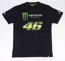 VR46 モンスターエナジー MONSTER ENERGY ビッグ46デザイン イタリアンフラッグ 半袖 Tシャツ （ブラック） (M) [並行輸入品]_画像1