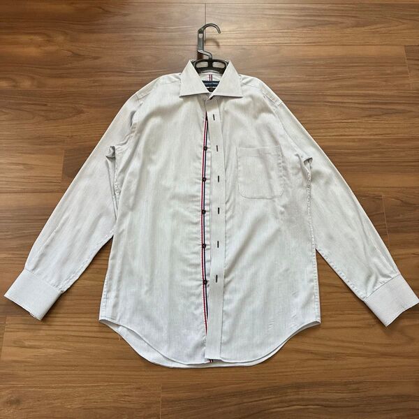 【洋服の青山】長袖 ワイシャツ ストライプ コットン100 M-84