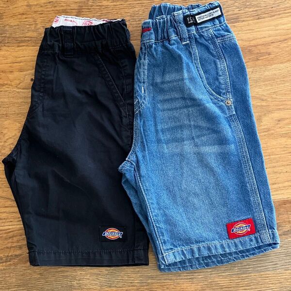 ディッキーズ エフオーキッズ 黒とデニムのハーフパンツ 120 2枚セット Dickies