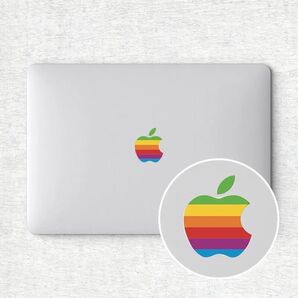 MacBook ステッカー 11/13/15インチ対応 アップルマック シール レインボー 2枚 数量限定