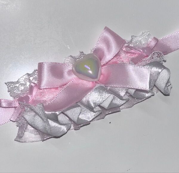 ぬい服 ヘッドドレス 10cm ピンク リボン