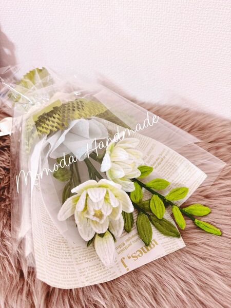 モールフラワー クチナシ 花束 ブーケ 撮影道具 発表会 誕生日 お祝い ハンドメイド