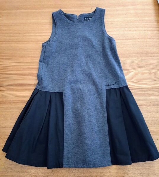 ☆ べべ BeBe ワンピース グレー 異素材 バイカラー 女の子 サイズ 120 ㎝ ☆