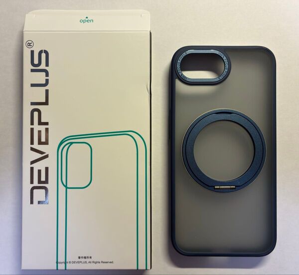 DEVEPLUS iPhone SE4/iPhone 16e 用 ケース ワイヤレス充電 スタンド機能 カバー(ブルー)