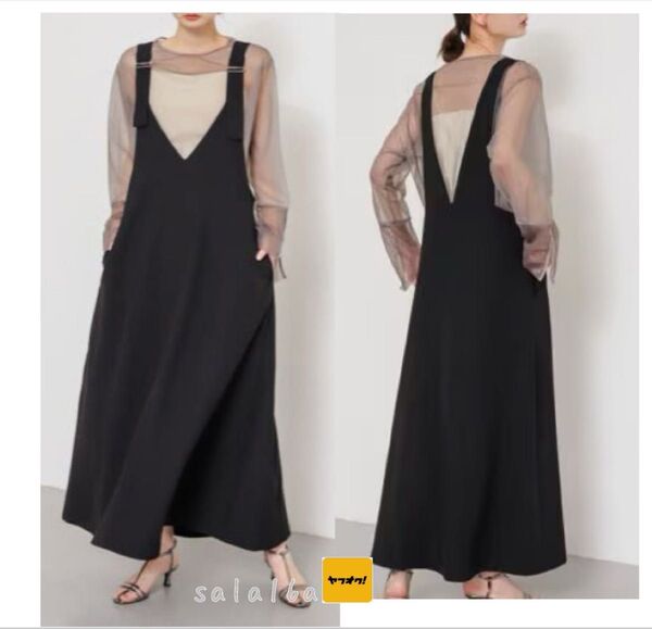 【新品】SENSE OF PLACE URBAN RESEARCHフレアジャンパースカート ブラック