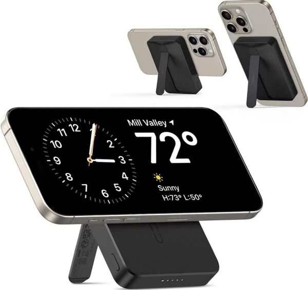 【新品未使用未開封】モバイルバッテリー ワイヤレス充電器 MagSafe スマホスタンド 充電器 5000mAh