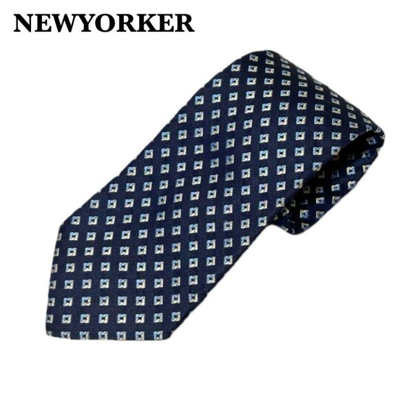美品 NEWYORKER ニューヨーカー ネクタイ ネイビー シルク100%