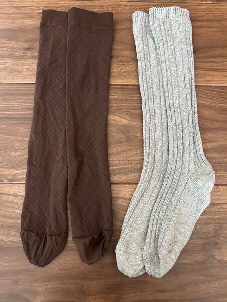 ★タンス整理品★ エコ eco 靴下 ハイソックス 黒 ニーハイソックス ソックス カバーソックス 学生 OL 中古