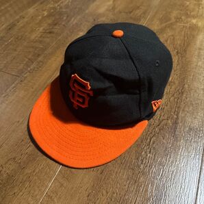 SF刺繍ロゴ ニューエラ 帽子 キャップ ソフトバンクホークス ベースボールキャップ オレンジ/ブラック MLB 55.8センチ