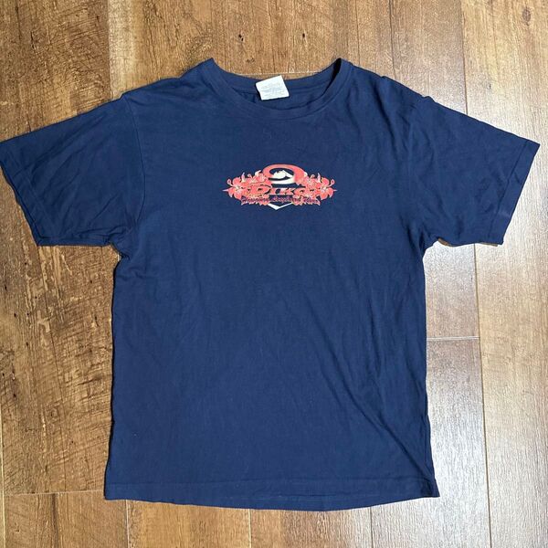 y2k PIKO 00s 半袖 Tシャツ 古着 ビンテージ サーファー センタープリント ネイビーTシャツ メンズ Mサイズ ロゴ