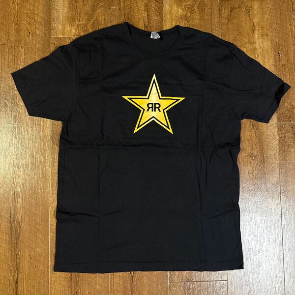 y2k 00s RR ブラック Tシャツ ビンテージ 黒 古着 半袖Tシャツ グラフィックプリントロゴ 半袖 XL