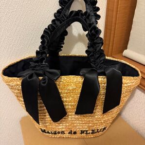 Maison de FLEUR カゴバッグ フリル リボン ブラック