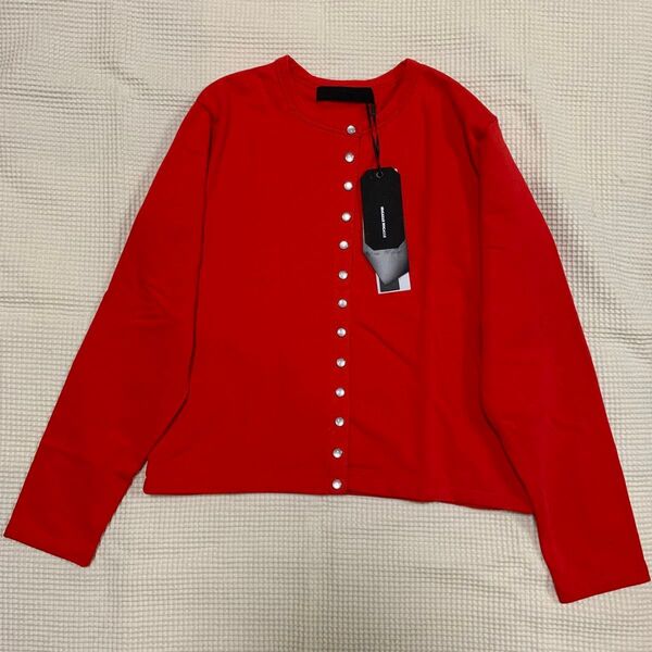 新品 MICALLE MICALLE コットンカーディガン レッド