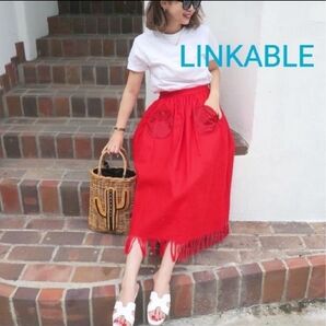 LINKABLE ロングスカート レッド フリンジ