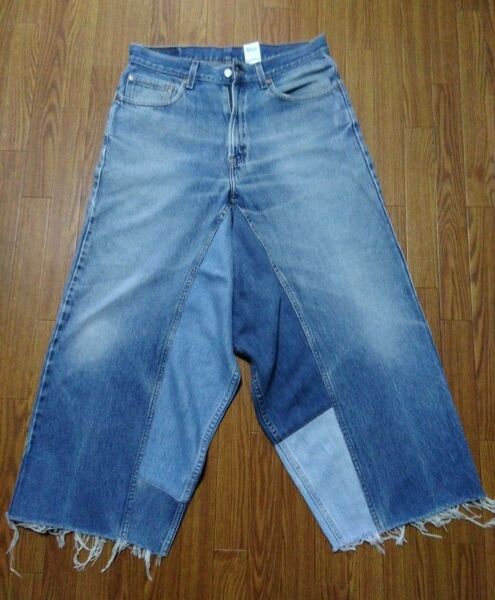 Levi's リーバイス デニム 再構築 リメイク パッチワーク ワイドパンツ
