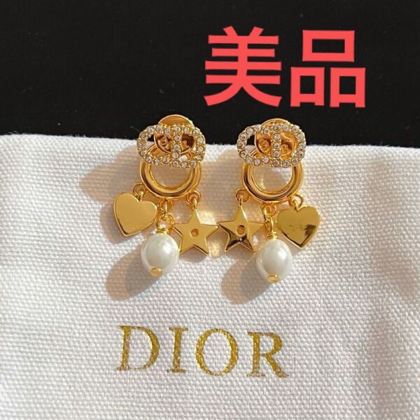 DIOR ピアス ロゴ ラインストーン パール 星 チャーム