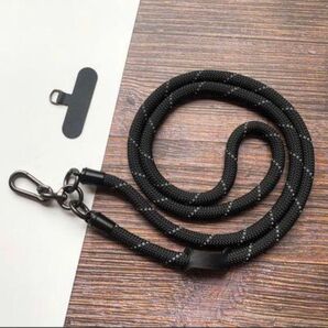 KM012-d 極太120cm スマホストラップ スマホショルダー 紐 黒 ネックストラップ 携帯 頑丈 落下防止 ブラック
