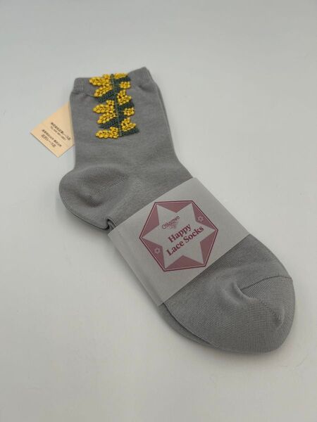 近沢レース 新品 ハッピーレースソックス/ミモザ(グレー)