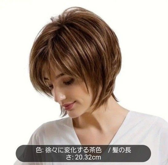 新品 ウィッグ 前下がりメッシュ入り ショートヘアー