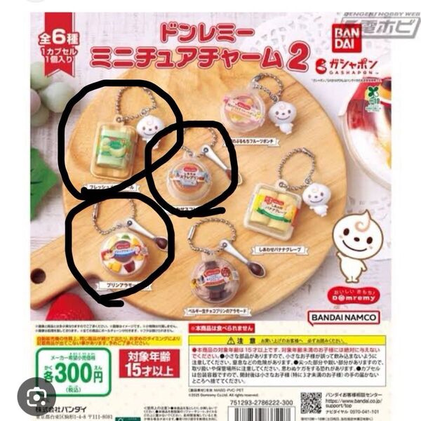 ヘアゴム1本 ドンレミー ミニチュアチャーム 2つセット ミニチュア食品