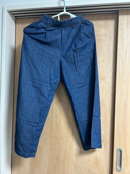 HK WORKS LONDON 青デニム ワイド 薄手デニム ウエストゴム ワイドパンツ ジーンズ素材 M