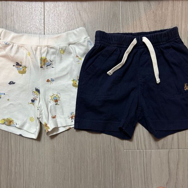 ベビー服 ハーフパンツ 2枚セット 海賊柄 ネイビー