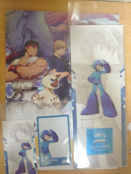 【未開封】大カプコン展 ロックマン アクリルスタンド クリアカード ステッカー 3点セット チラシ付