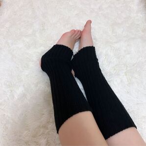 レッグウォーマー 中古 靴下 使用感 黒