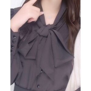 リボン ブラウス 長袖 黒 ブラック