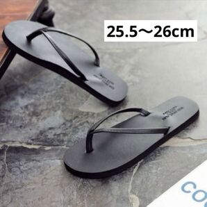 【ゲリラセール】ビーチサンダル トングサンダル 25.5~26cm メンズ ブラック シンプル シーサン軽量 黒