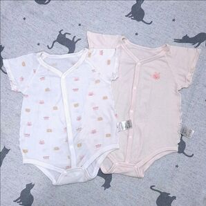 【セール中!】ベビー服 肌着 2枚セット ロンパース 前開き メッシュ