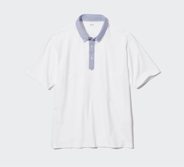 UNIQLO ユニクロ エアリズム フハク襟 ポロシャツ 半袖 ホワイト 白 L