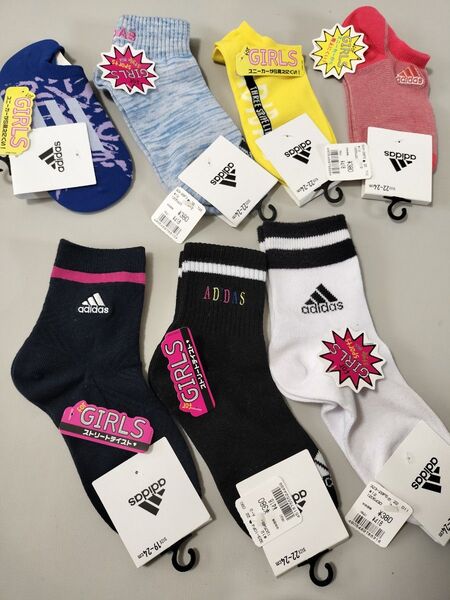 新品★adidas【アディダス】ガールズ ソックス 22~24cm 7足セット 福助 靴下まとめ売り