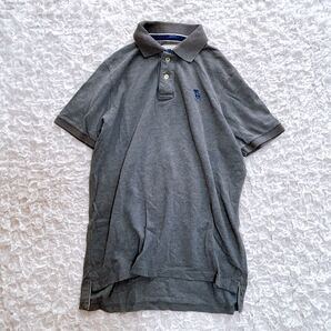 Abercrombie & Fitch アバクロ ポロシャツ グレー メンズ 半袖 しっかり生地 ロゴ刺繍 日本サイズXL 大きい