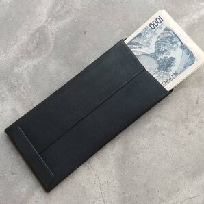 【ハンドメイド】ヌメ革手染め黒のヘソクリ袋(革封筒)