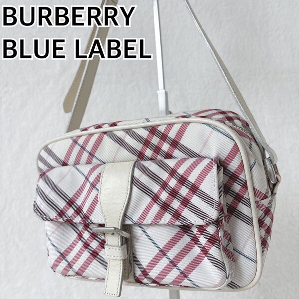 バーバリーブルーレーベル ショルダーバッグ ノバチェック レザー 白 日本製 BURBERRY BLUE LABEL 肩掛け ミニ