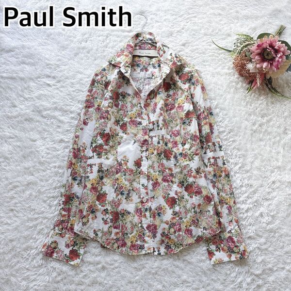 ポールスミス シャツ ブラウス 花柄 コットン 長袖 総柄 フリル フラワー paul smith フェミニン ガーリー かわいい