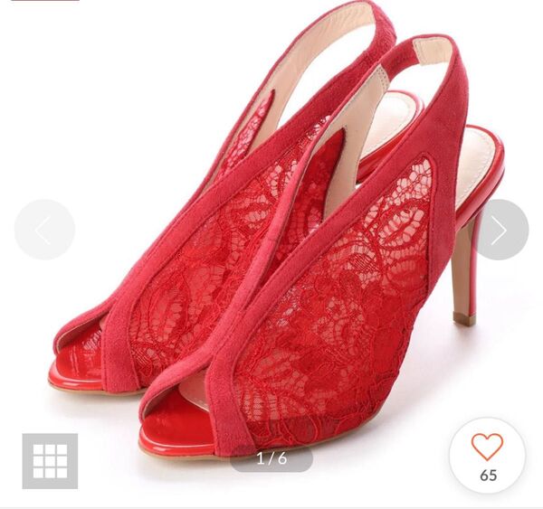 MODE ET JACOMO Meda、オープントゥパンプス レース レッド ハイヒール