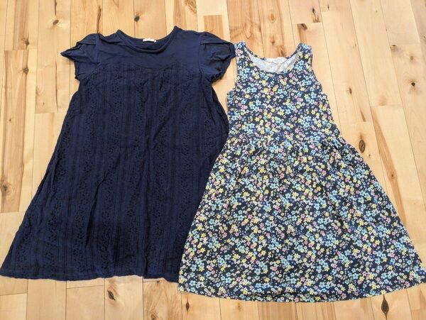 H&M ノースリーブ ワンピース GU ネイビー レース ワンピース 2枚セット