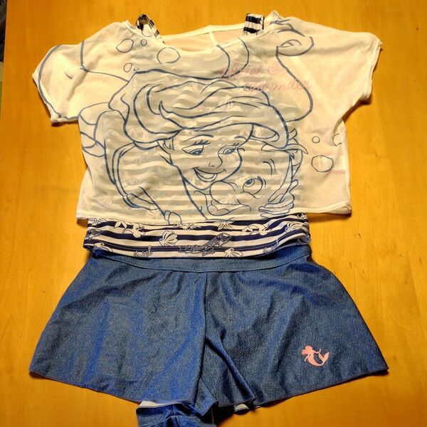 【美品】女児150 アリエル 水着 3点セット セパレート 上下セット 水着 ディズニー z