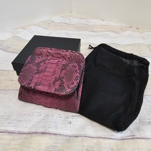 蛇革 パイソン コインケース 小銭入れ 財布 レザー バイオレット ポケット付き コンパクト