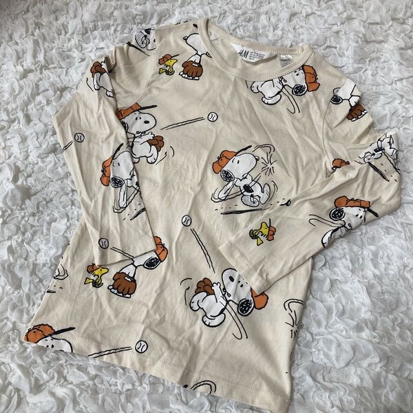 H&M スヌーピー 野球 長袖 Tシャツ ロンT PEANUTS ベースボール