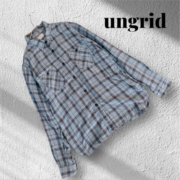 『ungrid』アングリッド (F)チェック柄 長袖シャツ ブラウス ブルー
