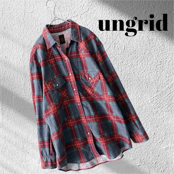 【アングリッド】 ungrid (F) チェック柄 長袖 シャツ ブラウス