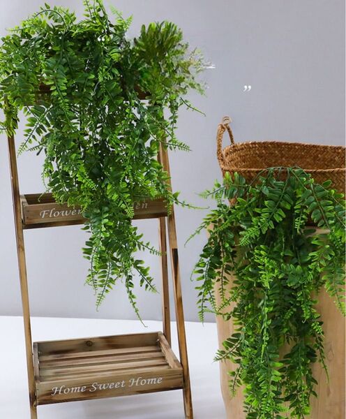 4個セット フェイクグリーン シダ植物 観葉植物 葉 吊り下げ リアル 壁掛け
