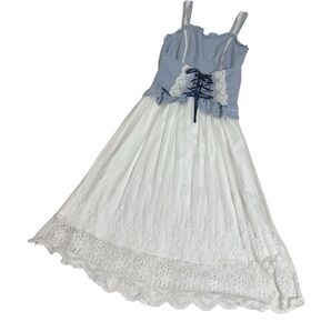 axes femme ビスチェ風 ロングワンピース ワンピース 白 ホワイト
