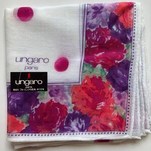 ハンカチ ungaro Paris ウンガロ 花柄 水玉模様 ハンカチーフ