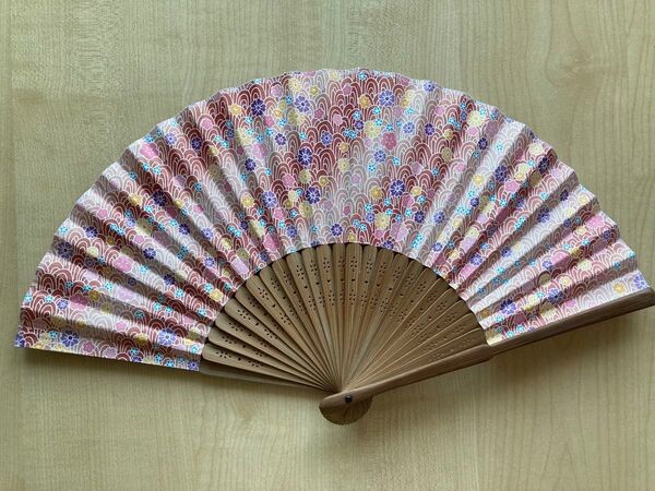 扇子 茶色竹 紙 小花柄 和装小物 せんす 扇