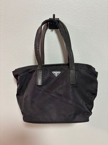 PRADA プラダ テスート ナイロン レザー ハンドバッグ 黒 三角プレート 三角ロゴ